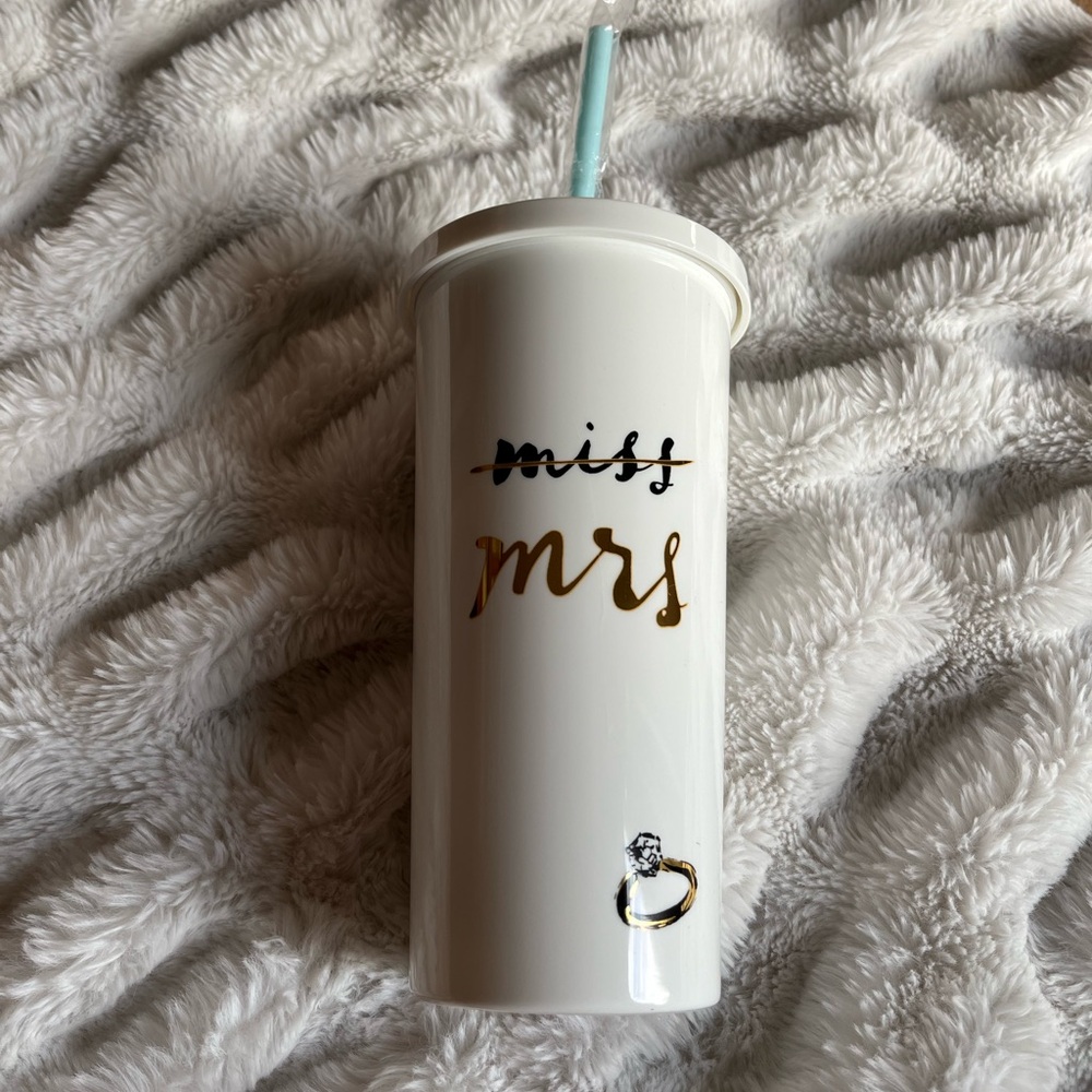 kate spade White and Gold Miss to Mrs. Tumbler
